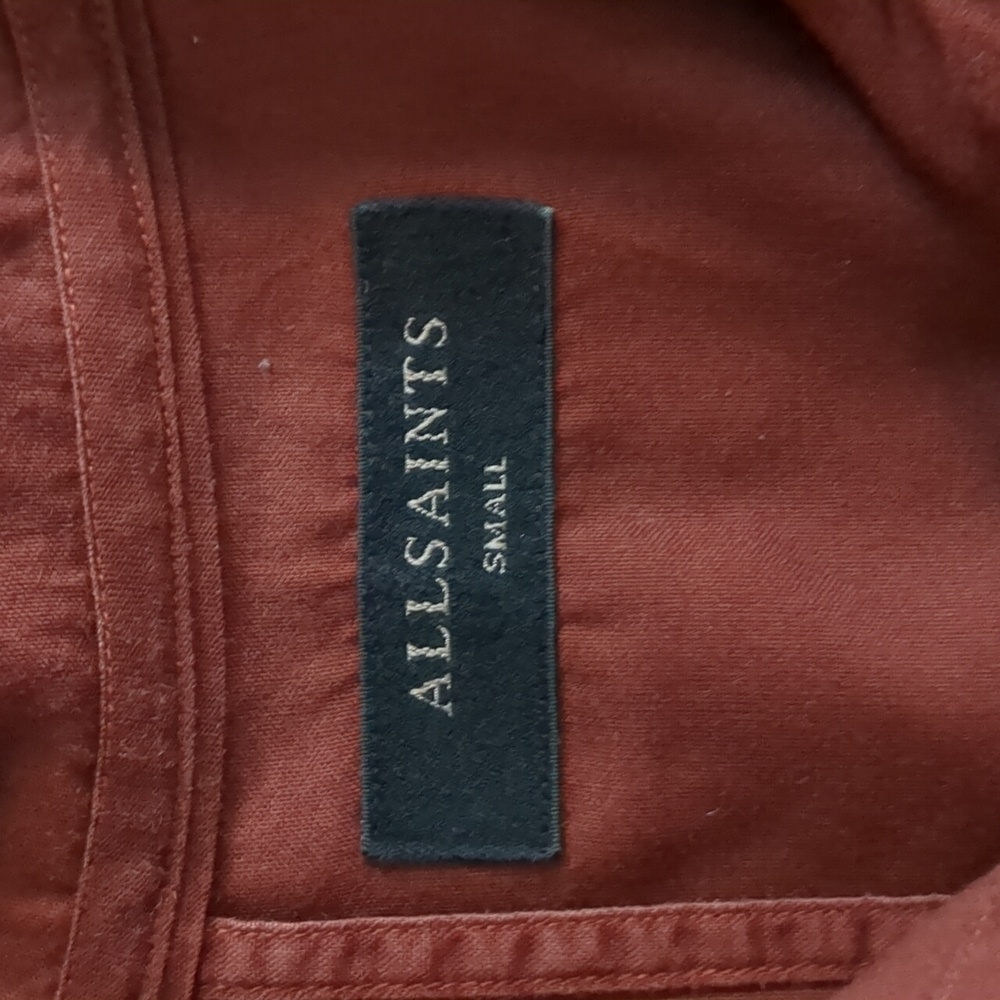 All‎ Saints 100% Cotton Maroon Ramskull Long Sleeve Button Down Shirt - Picture 4 of 9